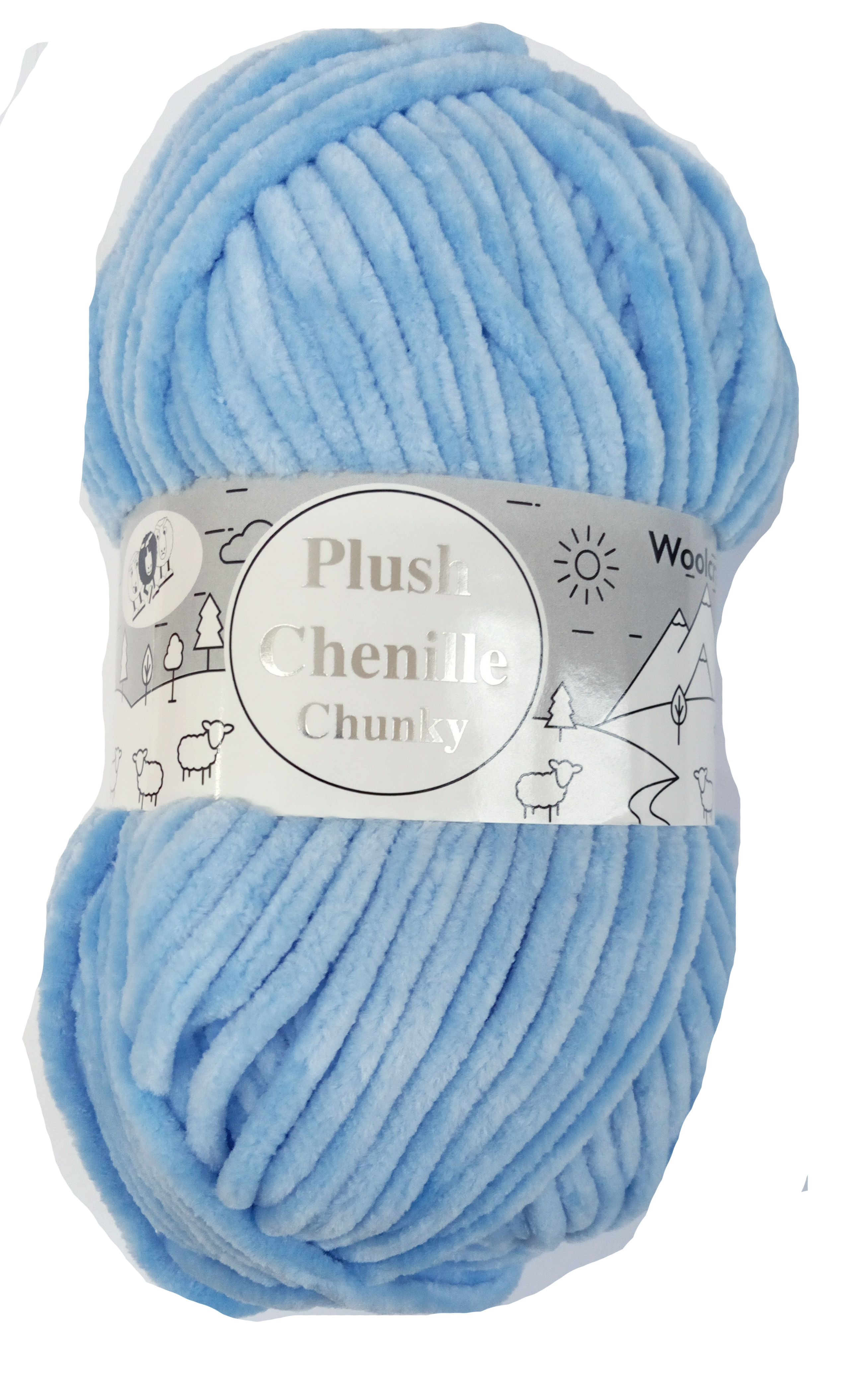 Plush Chenille Chunky Yarn 006 Baby Blue